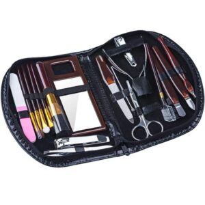 Nagel Manikuere Set 18 teilig Etui schwarz