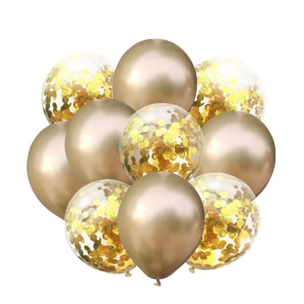 Party Ballons Latex Luftballons mit Konfetti in Gold