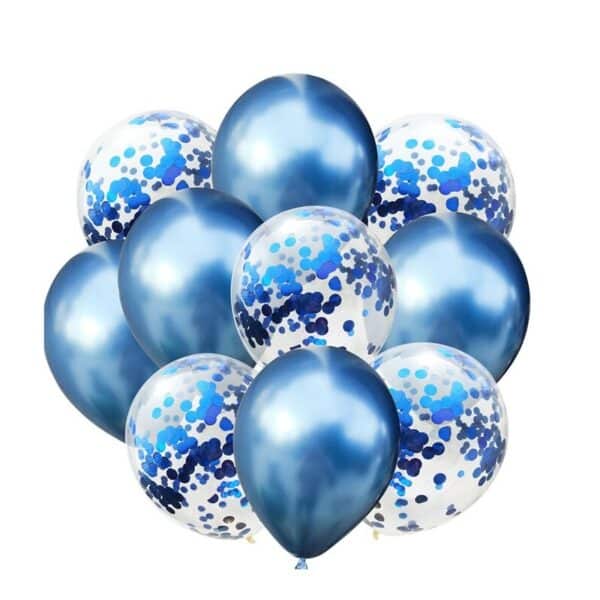 Party Ballons Latex Luftballons mit Konfetti in blau