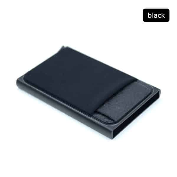 Kreditkarten Alu Etui mit Kartenauswurf-Mechanismus (RFID Schutz) - Schwarz