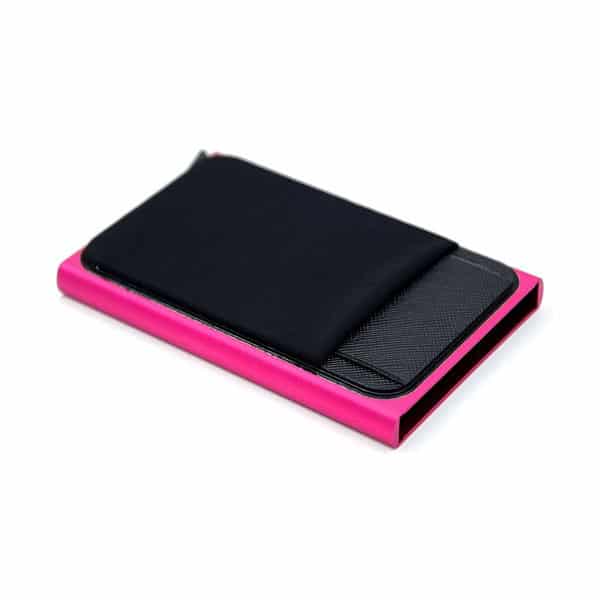 RFID Kreditkarten Alu Etui mit Kartenauswurf Pink